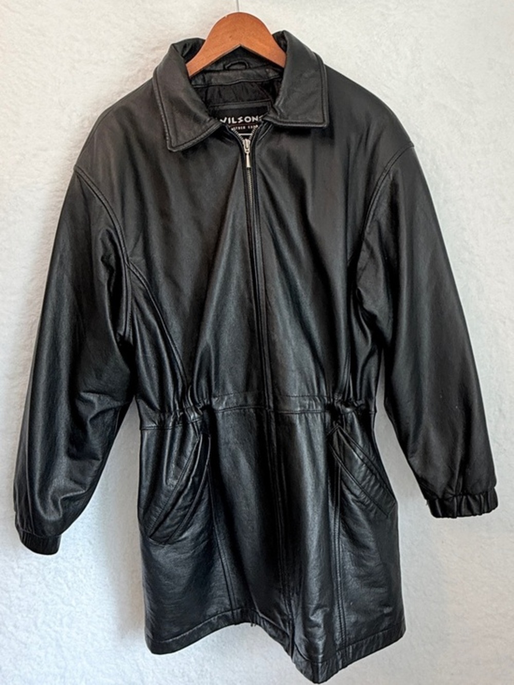 Wilsons Leather Women’s M Black Genuine Leather Cinch Waist Car Coat Jacket